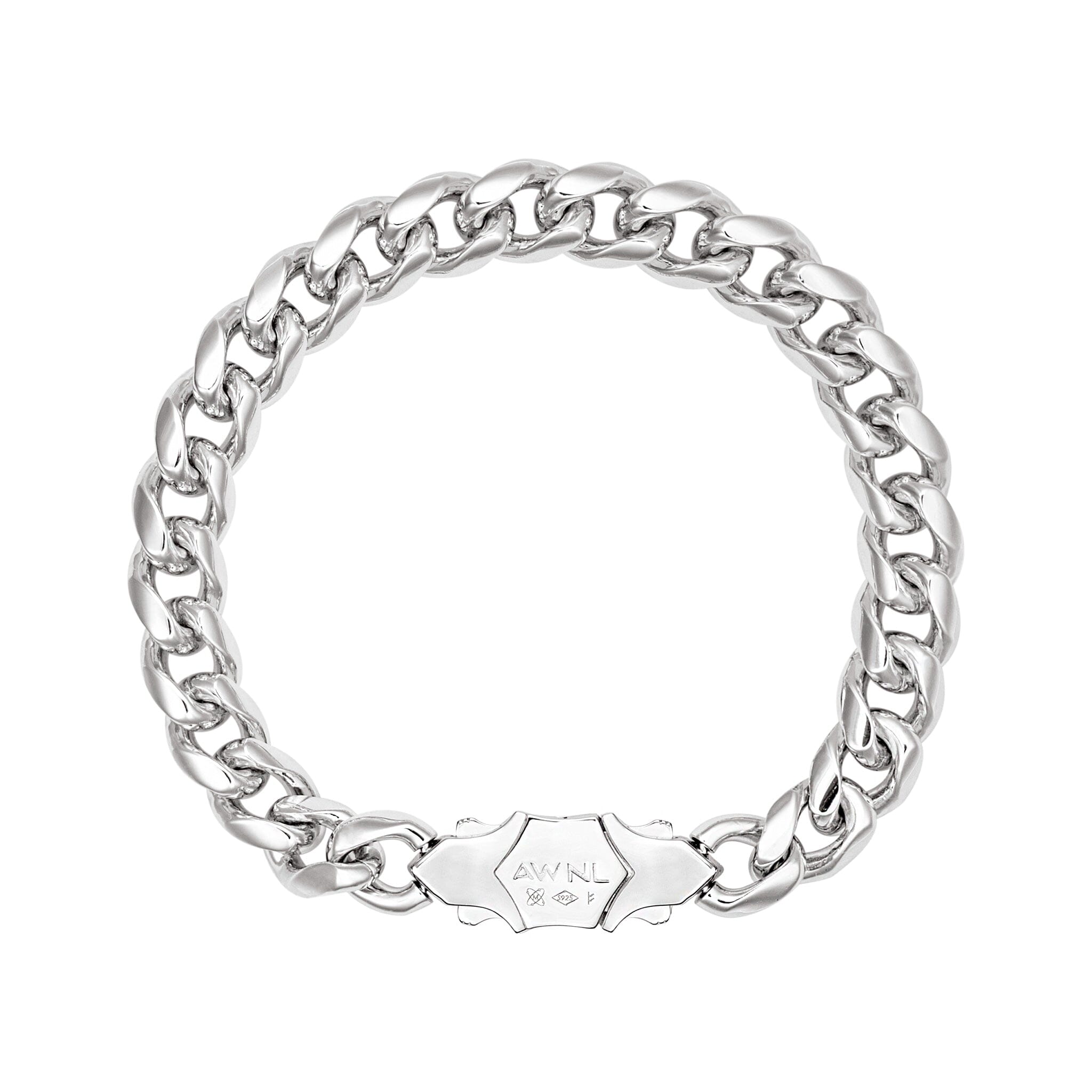 Men's Silver Chain Bracelet with Hexagonal Meteorite Bracelets WAA FASHION GROUP 