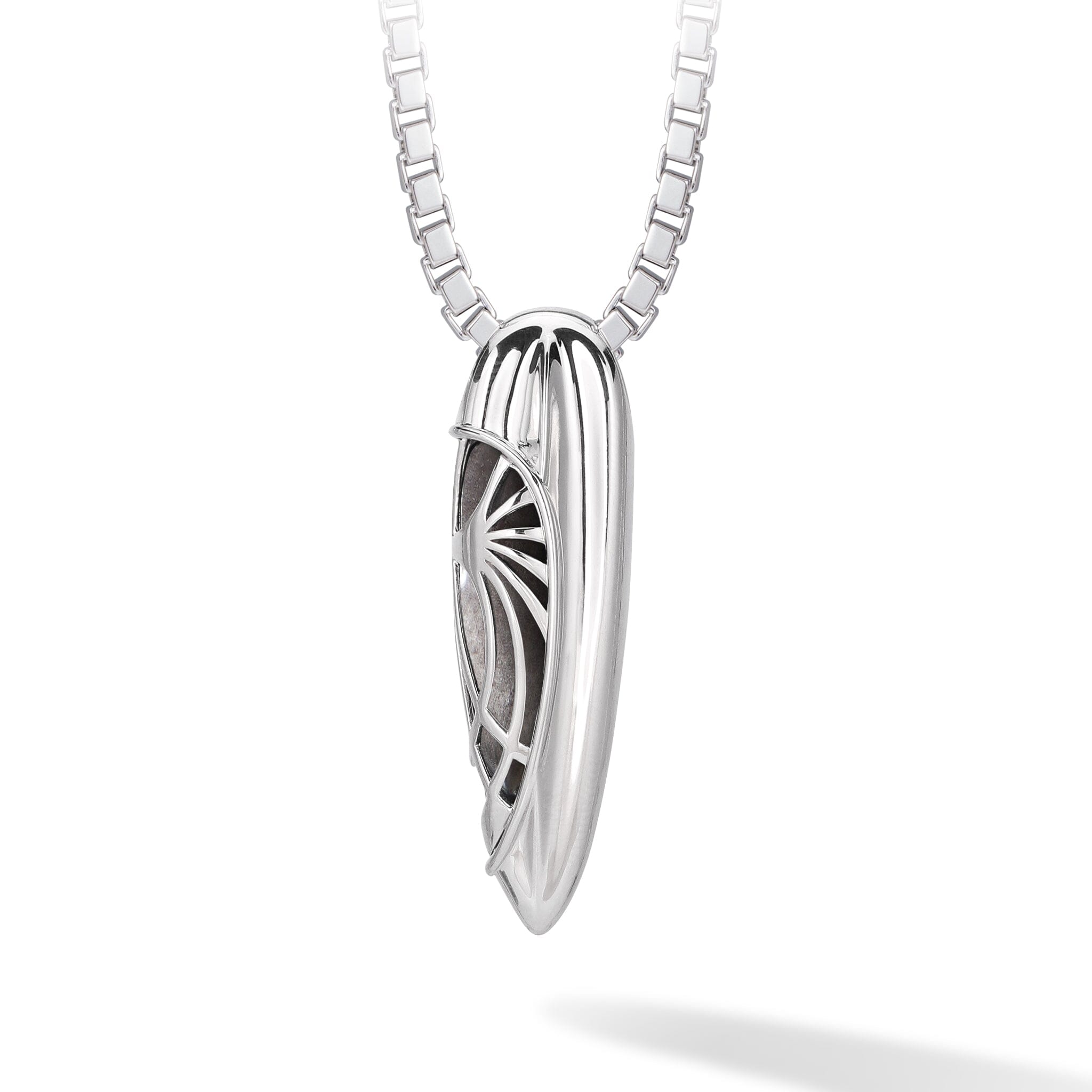 Men's Silver Time Capsule Necklace with Obsidian Necklaces WAA FASHION GROUP 