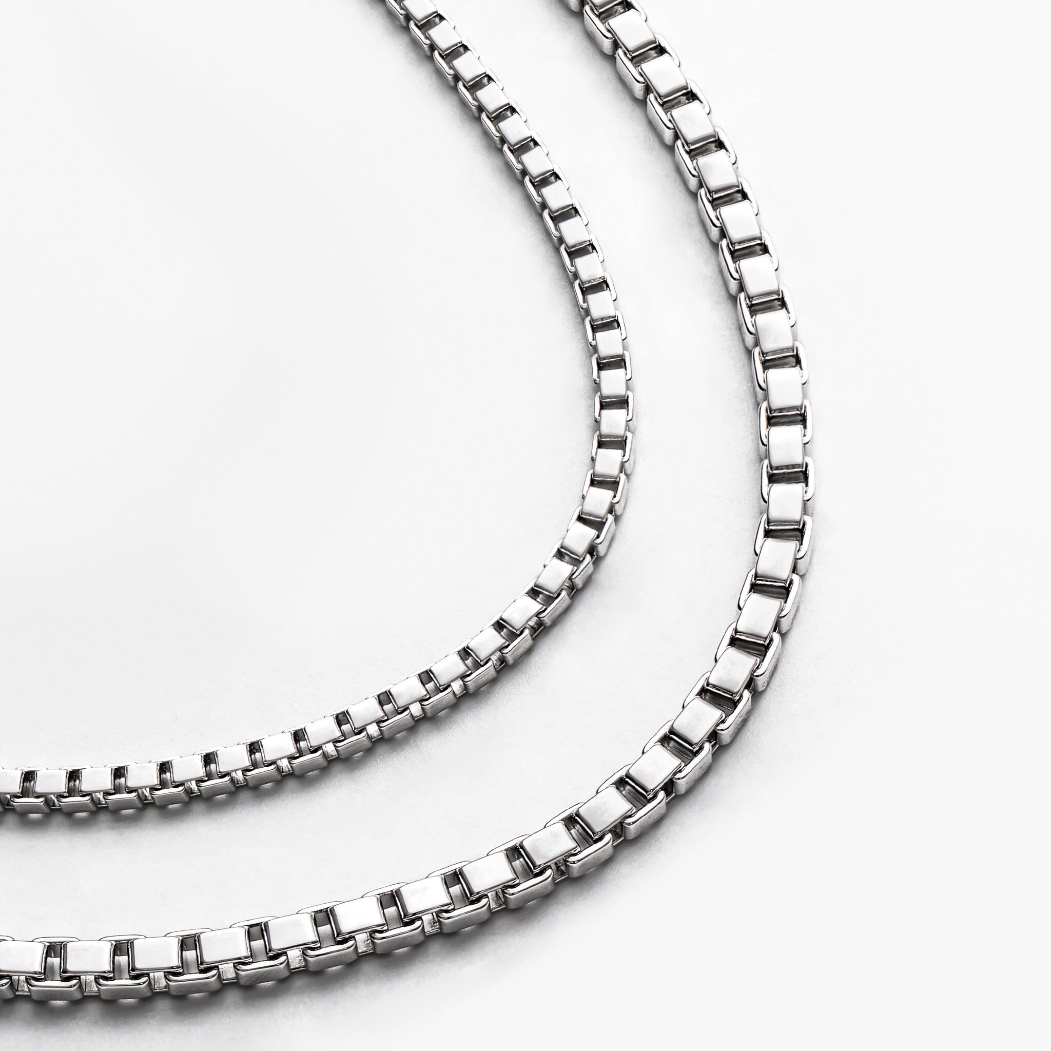 Stainless Steel Mens Sterling Silver Box Chain Necklace Men's