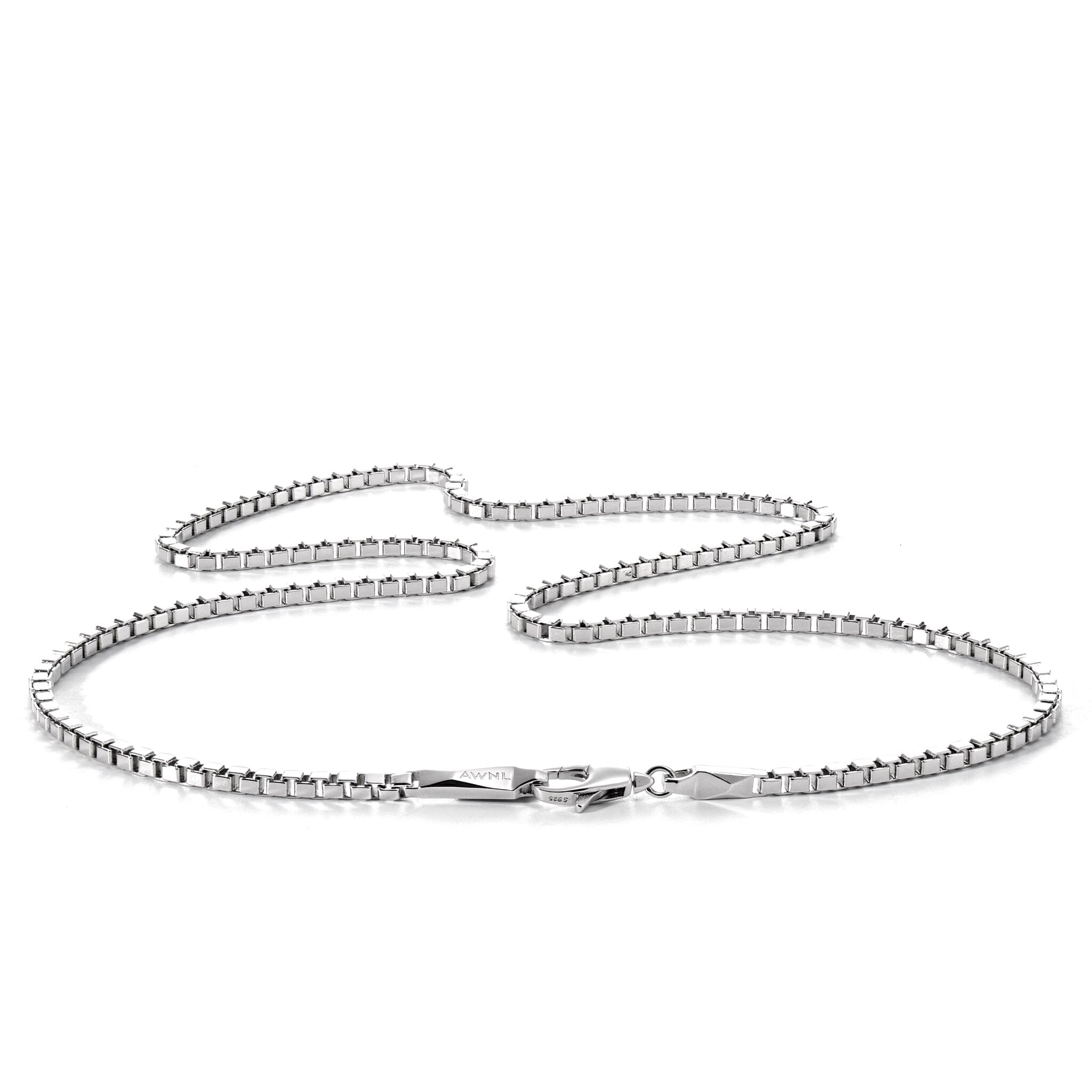 Men's Sterling Silver Box Chain Chains WAA FASHION GROUP 