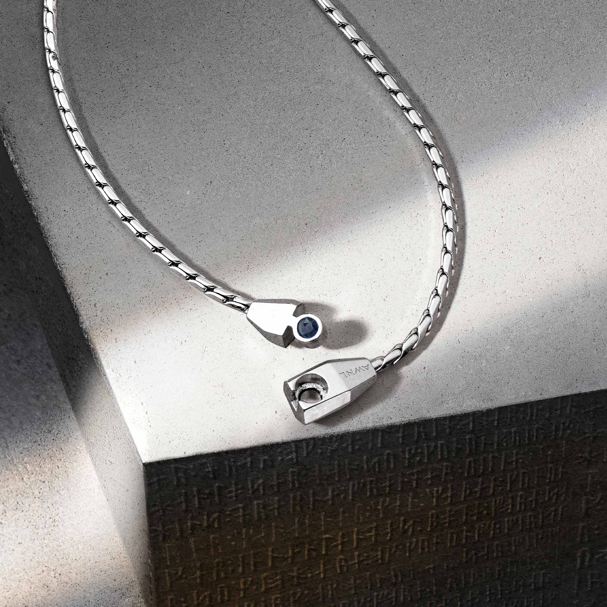 Men's Sterling Silver Chain Necklace with Sapphire Clasp Chains WAA FASHION GROUP 