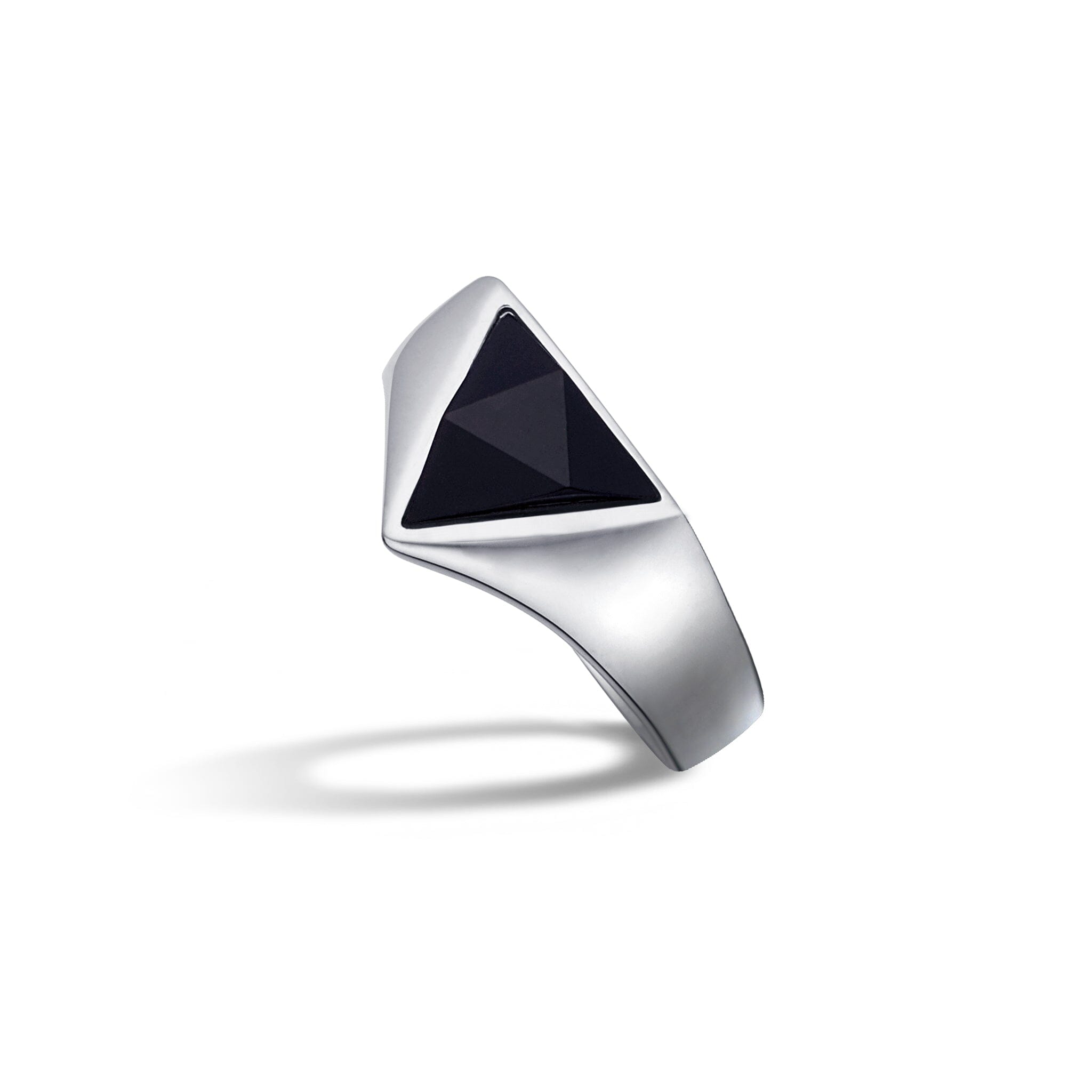 Men's Triangle Wide Band Ring with Black Onyx Rings AWNL 