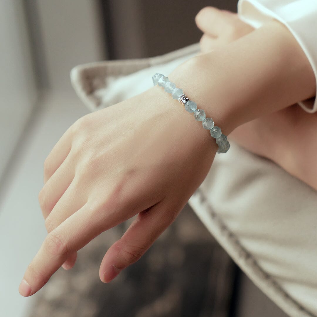 Women's Beaded Bracelet with Aquamarine Bracelets AWNL Jewelry