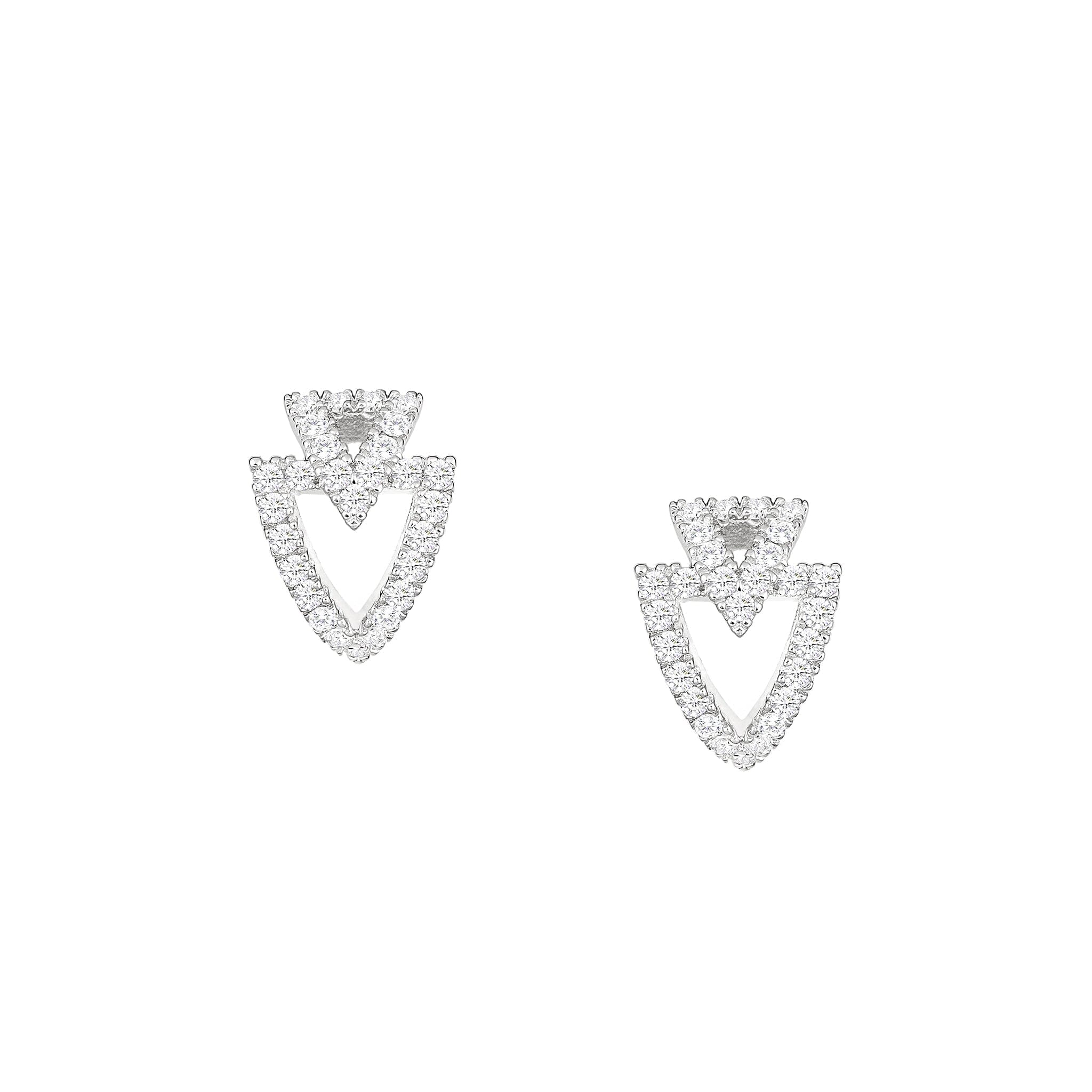 Women's Double Triangle Silver Studs Earrings AWNL 
