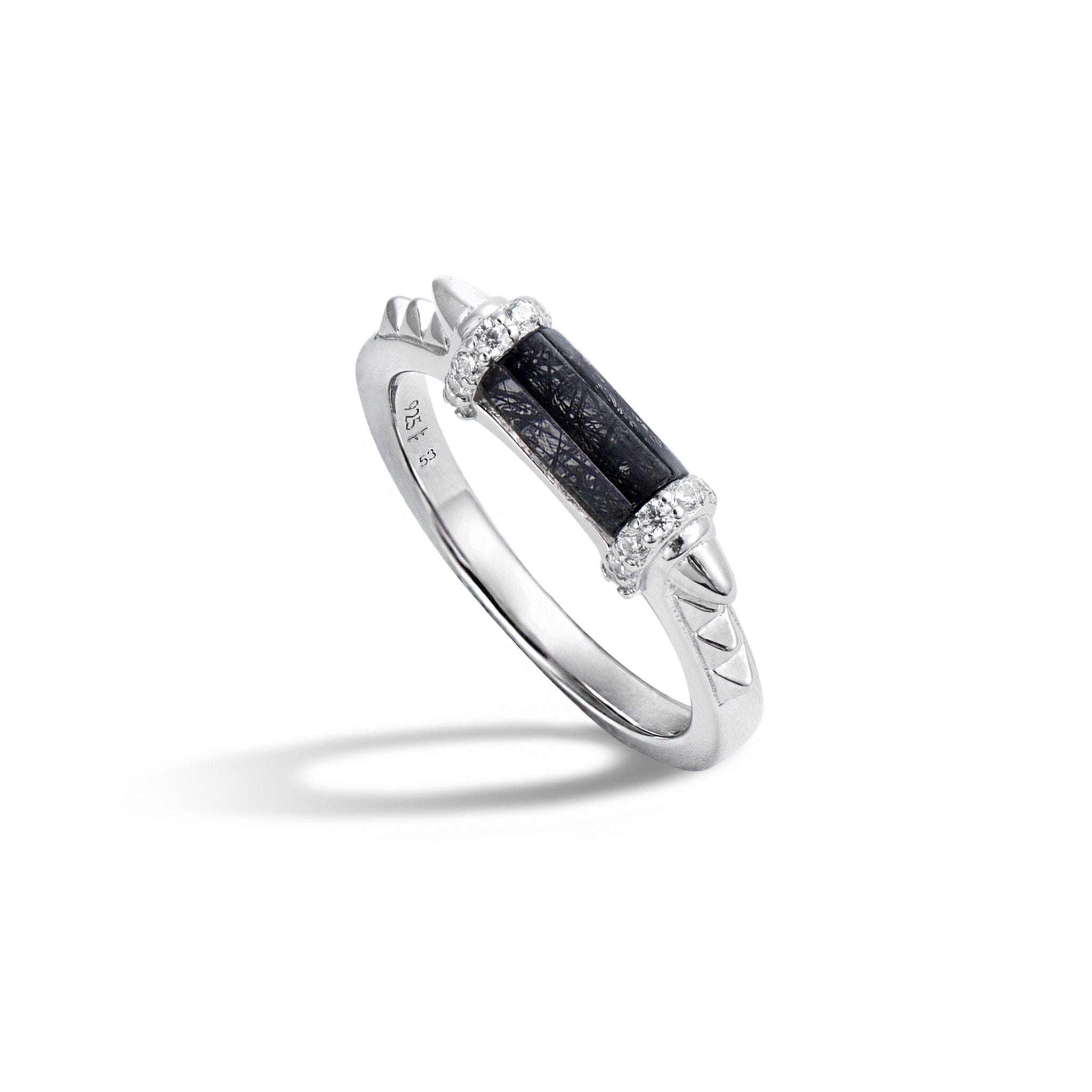 Women's Fantasy Birthstone Ring with Black Rutilated Quartz Rings AWNL 