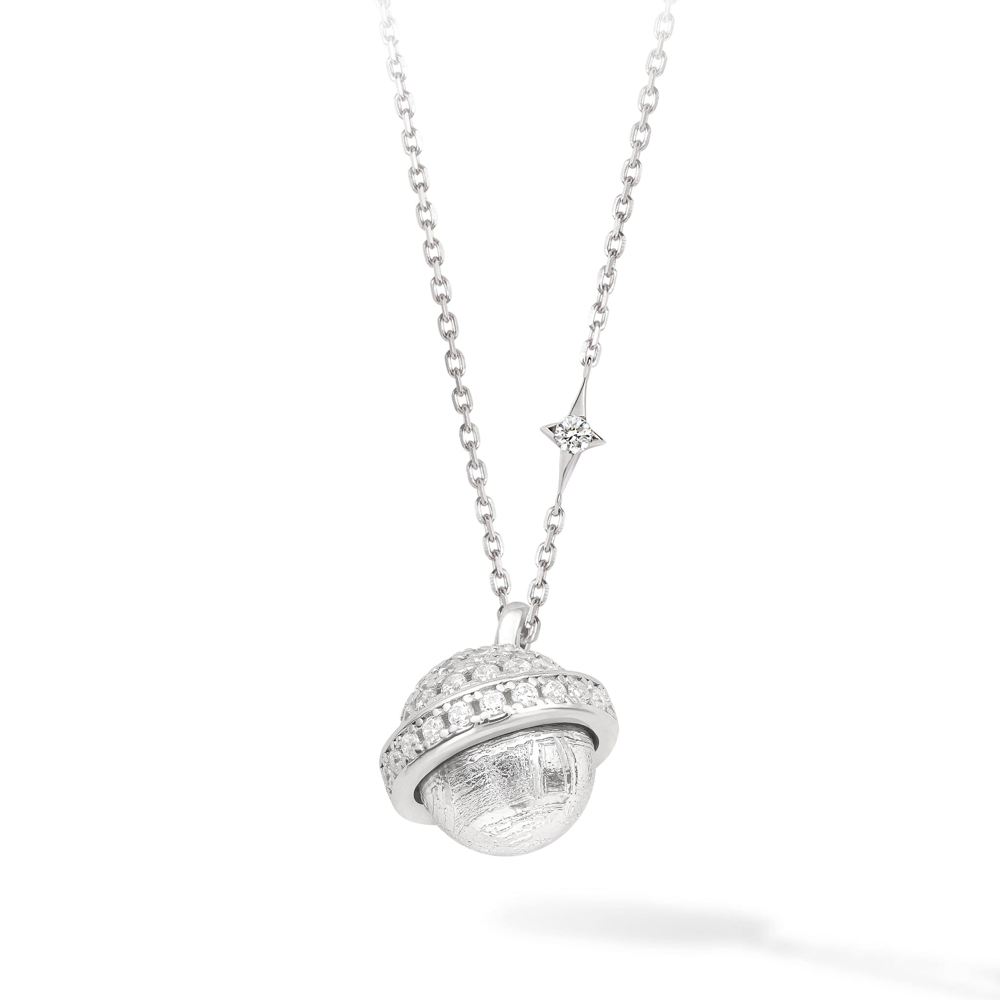 Women's Lunar Silver Necklace with Meteorite Necklaces WAA FASHION GROUP Silver Adjustable 
