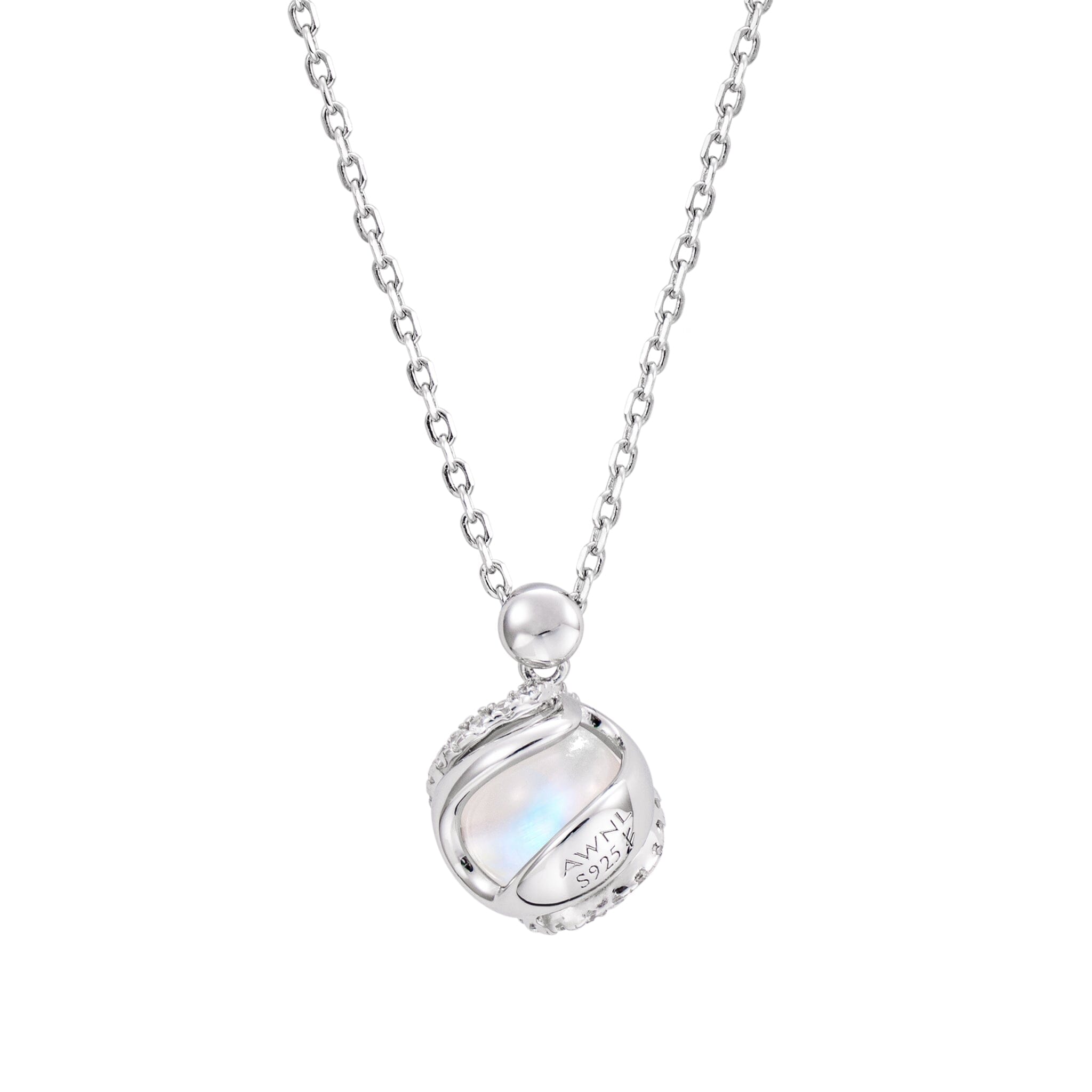 Women's Moving Ball Necklace with Moonstone Necklaces WAA FASHION GROUP Adjustable 
