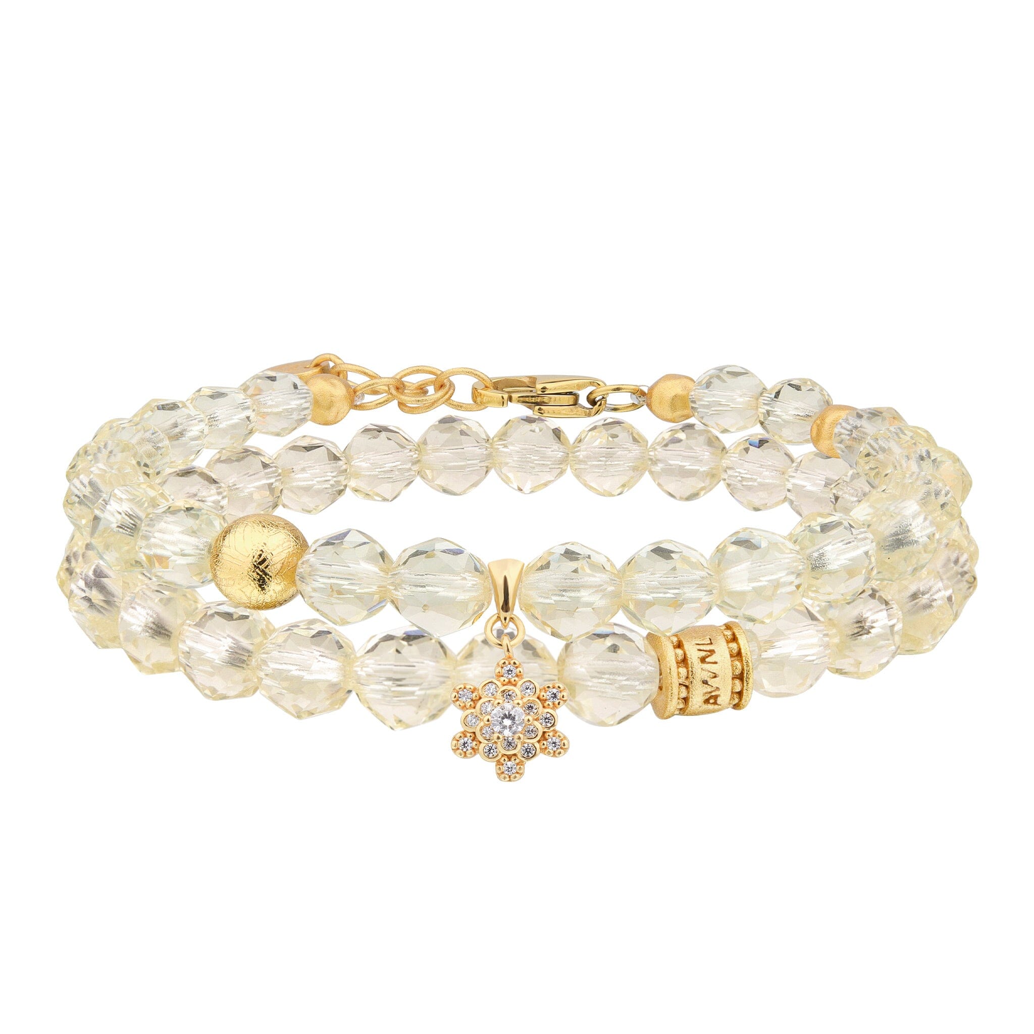 Women's Pansy Stacked Bracelet with Meteorite and Clear Quartz WAA FASHION GROUP 