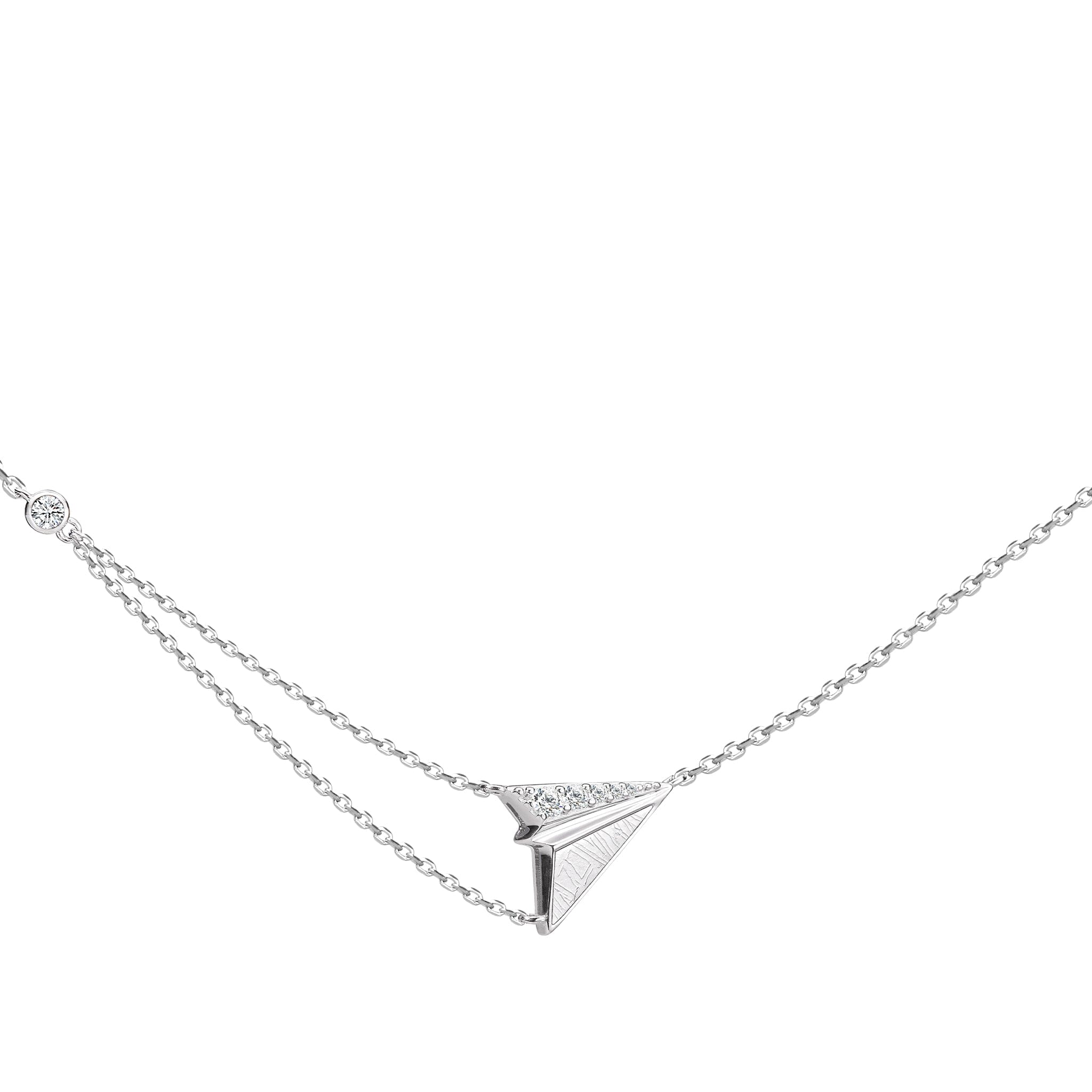 Women's Paper Airplane Necklace with Meteorite Necklaces WAA FASHION GROUP Silver Adjustable 