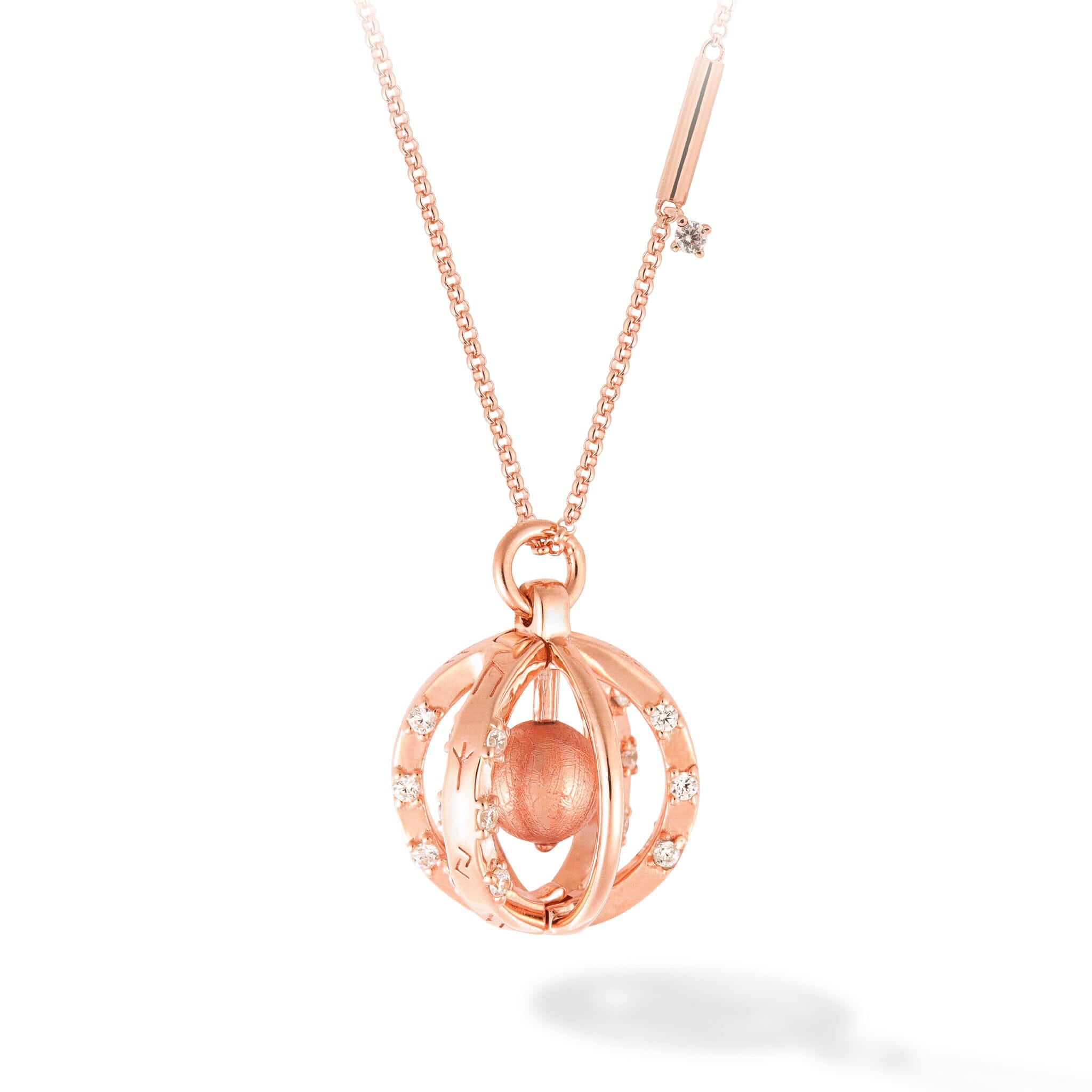 Women's Rose Gold Plated Sphere Necklace Locket with Meteorite Necklaces WAA FASHION GROUP 68cm 