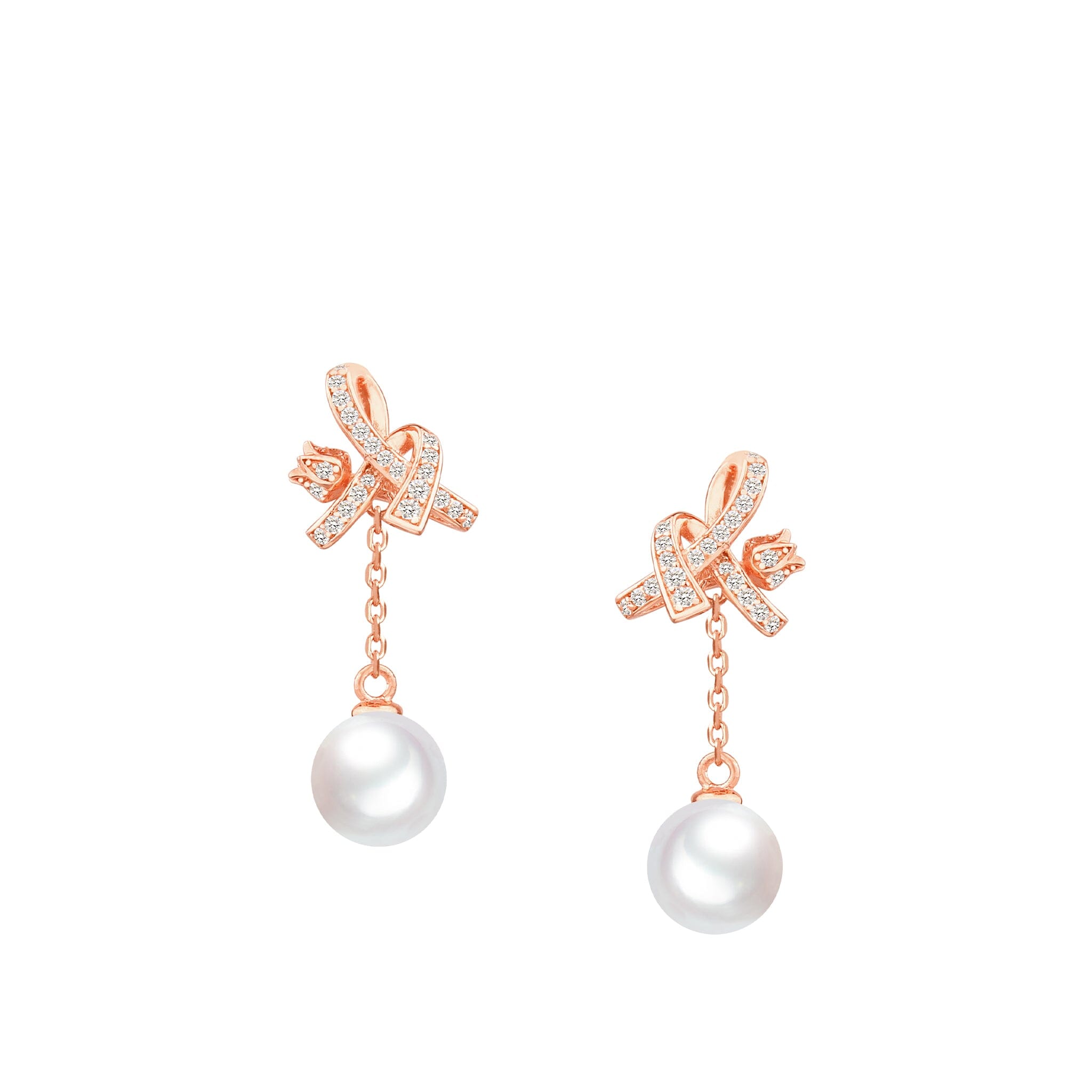 Women's Silver Drop Earrings with White Pearl Earrings AWNL Rose Gold 