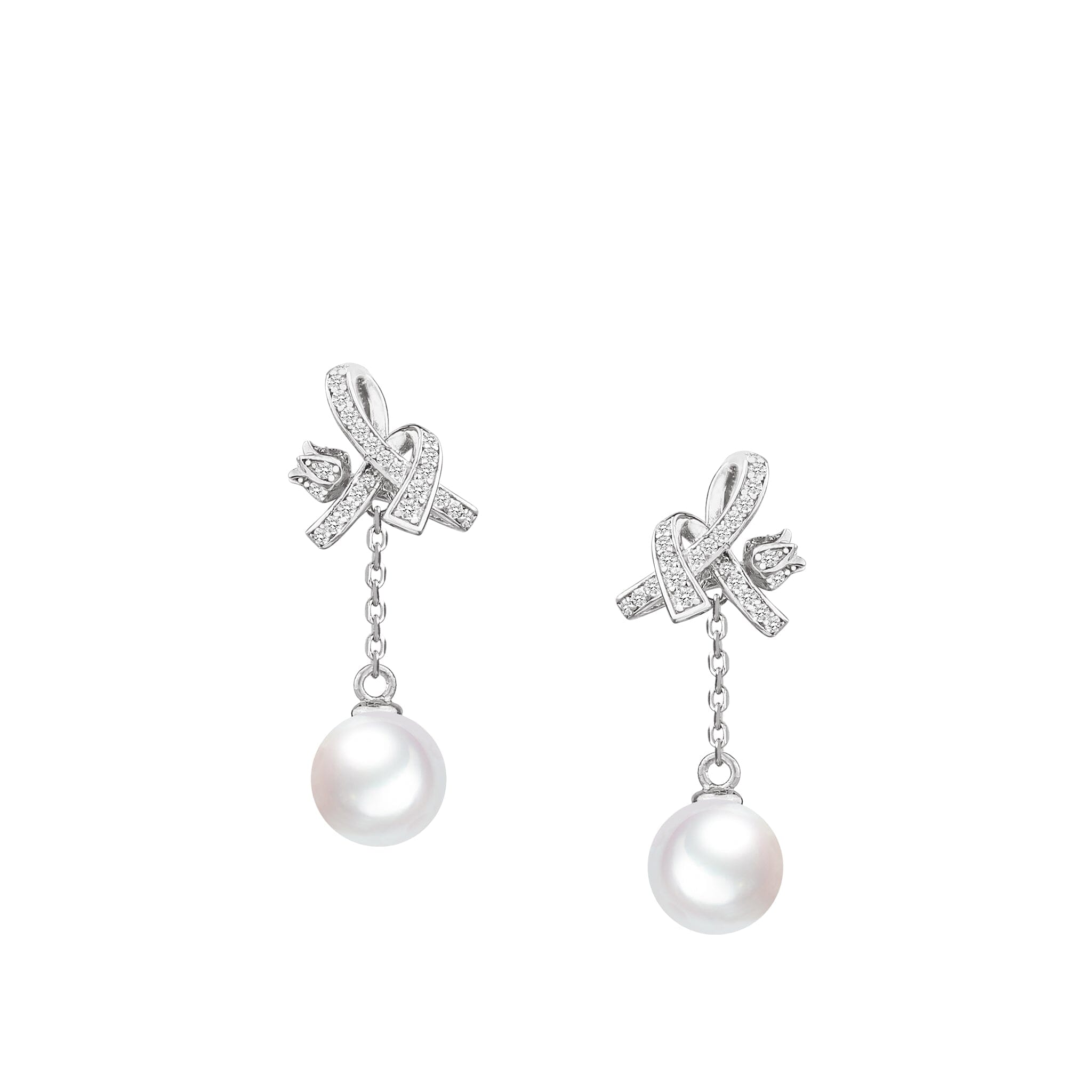 Women's Silver Drop Earrings with White Pearl Earrings AWNL Silver 