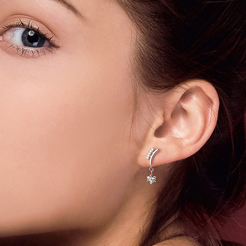 Women's Silver Sleigh Snowflake Drop Earrings Earrings AWNL Jewelry