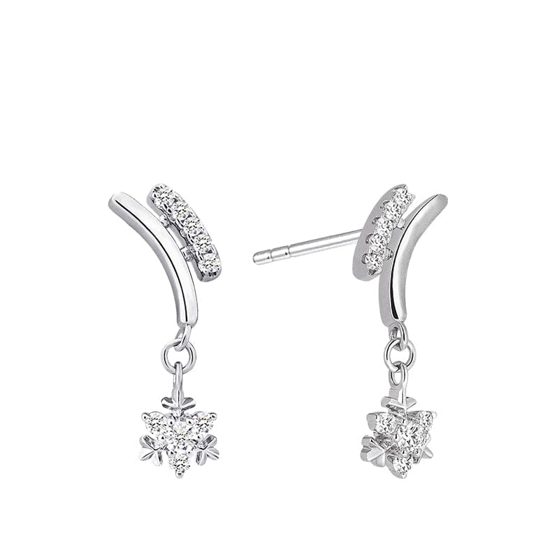 Women's Silver Sleigh Snowflake Drop Earrings Earrings AWNL Jewelry