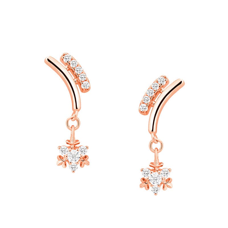Women's Silver Sleigh Snowflake Drop Earrings Earrings Rose gold AWNL Jewelry