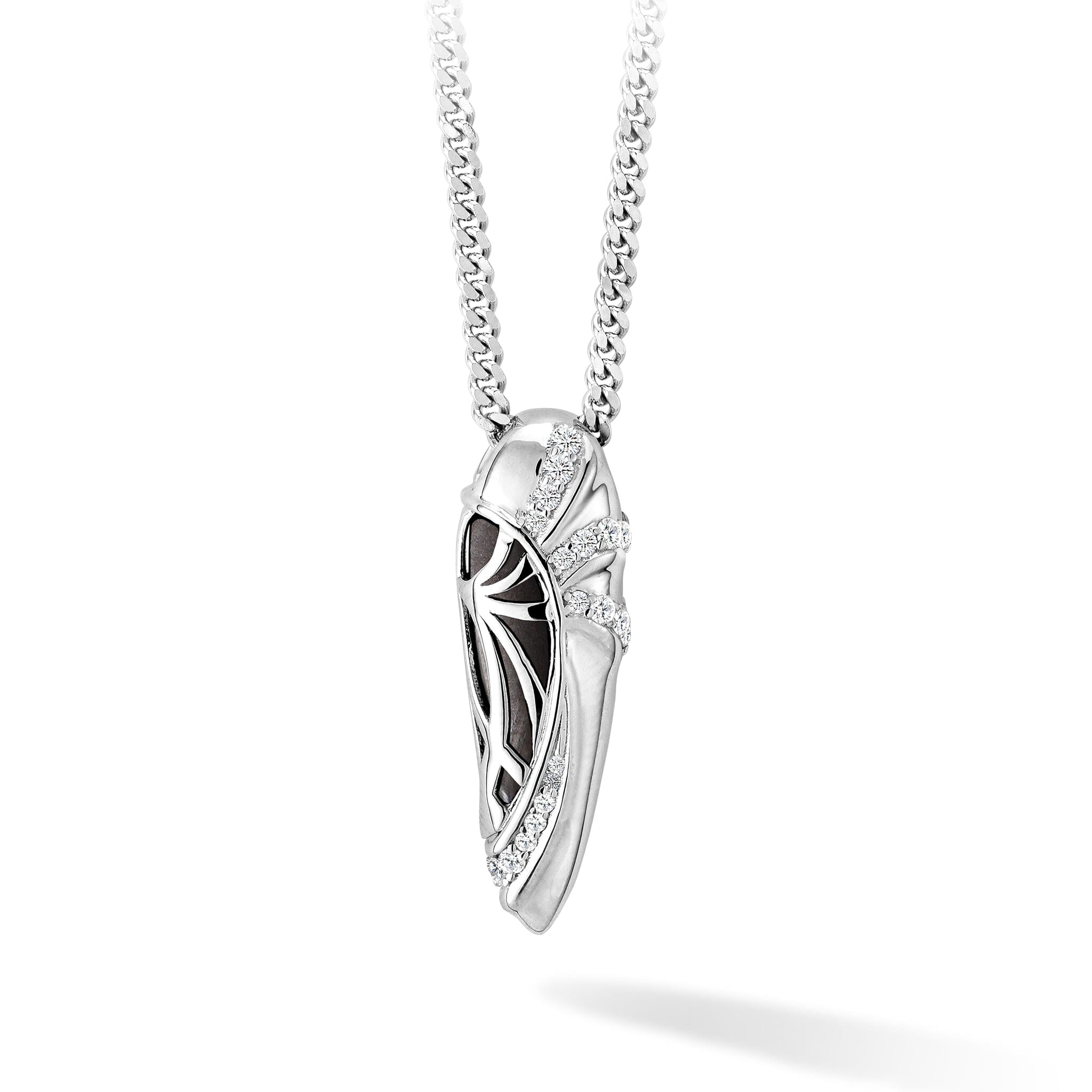 Women's Silver Time Capsule Necklace with Obsidian Necklaces WAA FASHION GROUP 