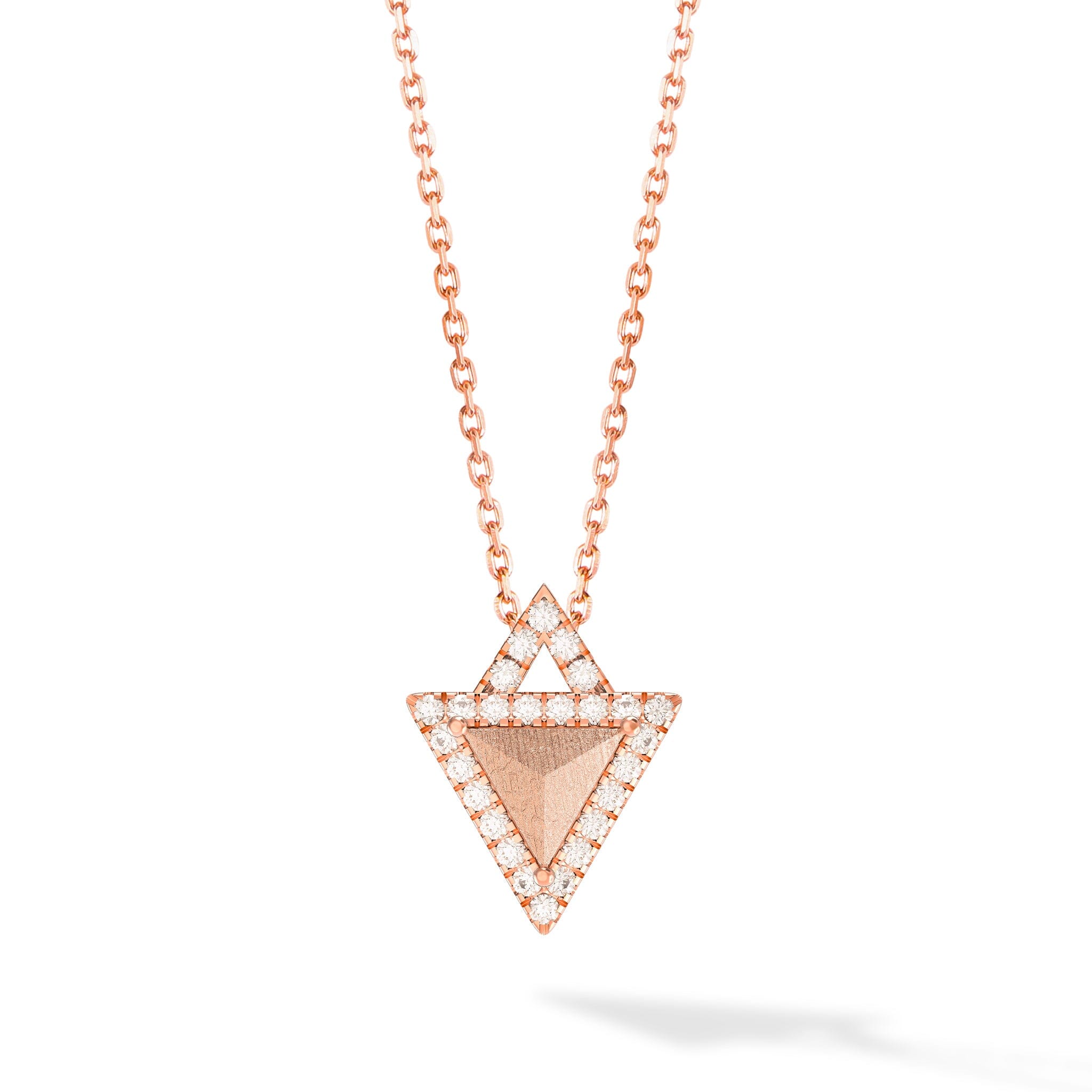 Women's Silver Triangle Necklace with Meteorite Necklaces WAA FASHION GROUP Rose Gold 