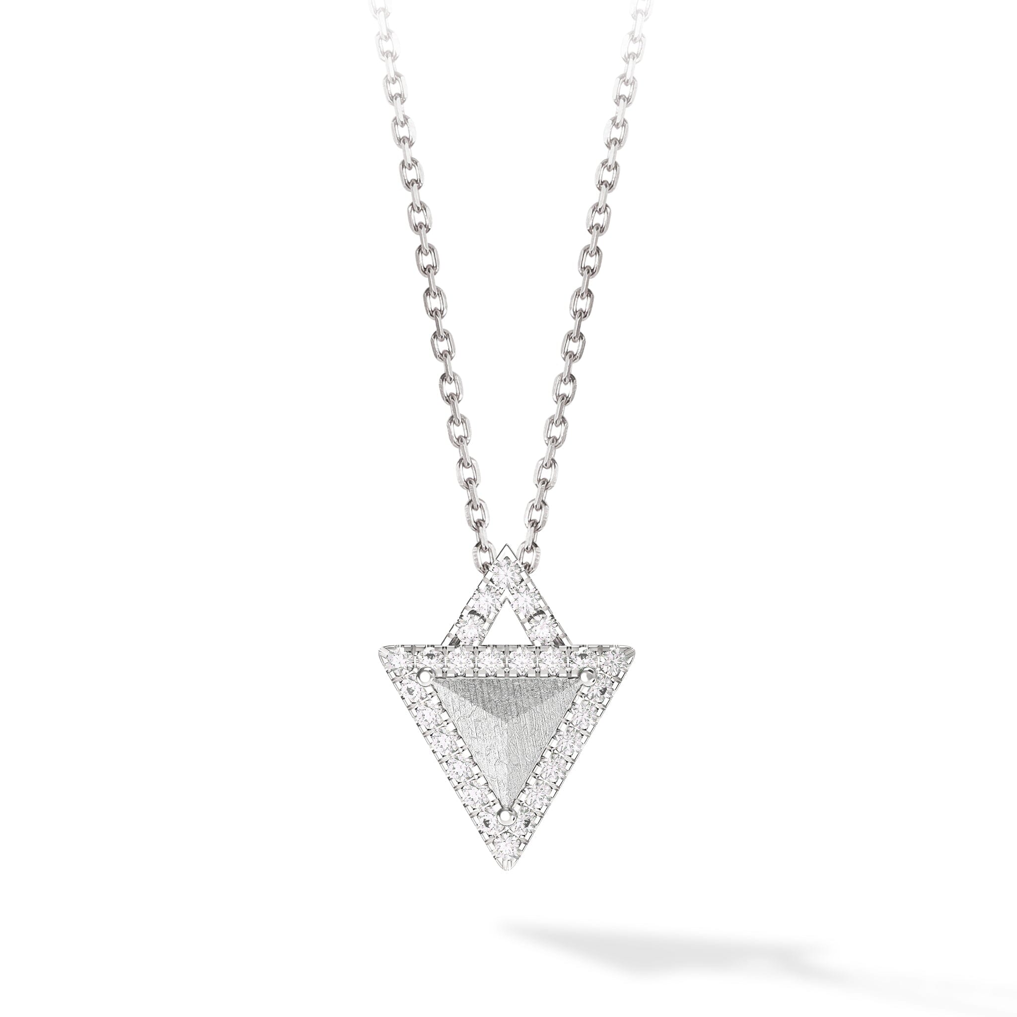 Women's Silver Triangle Necklace with Meteorite Necklaces WAA FASHION GROUP Silver 