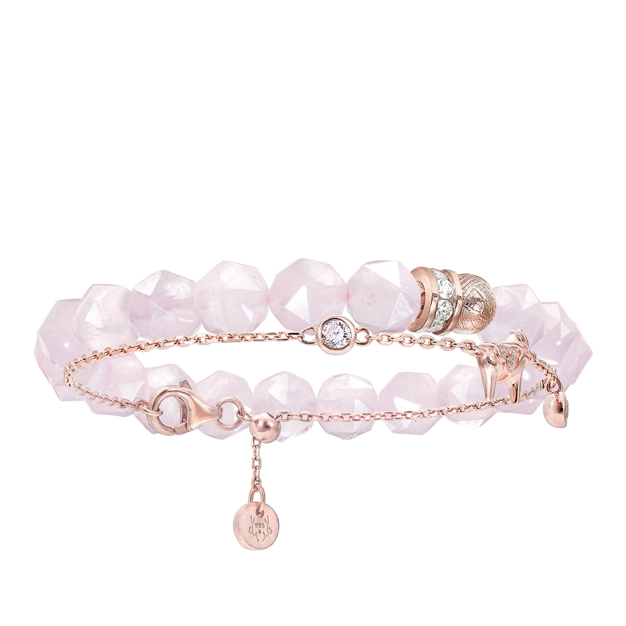 Women's Stacked Dala Horse Bracelet With Meteorite and Rose Quartz Bracelets WAA FASHION GROUP 