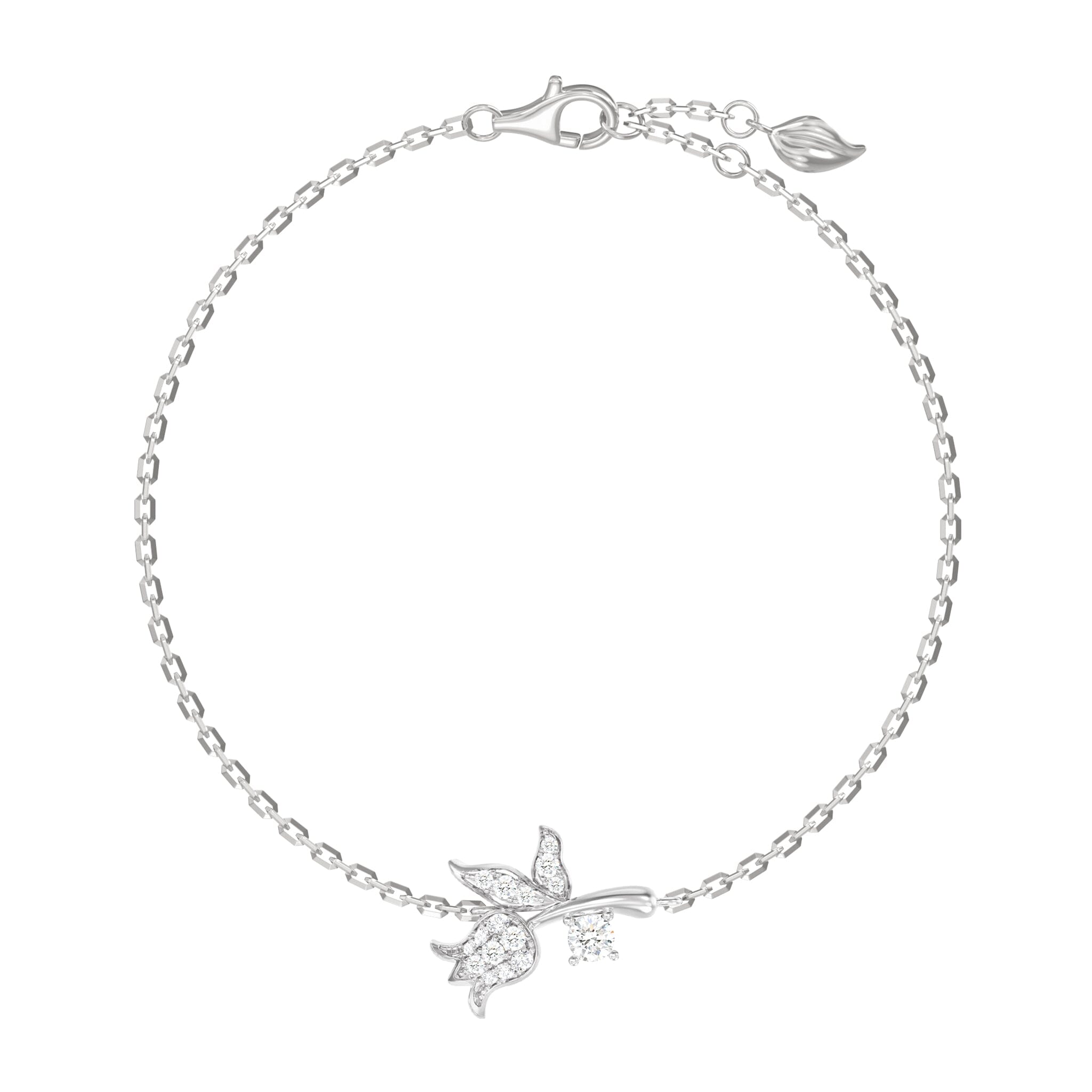 Women's Sterling Silver Bracelet of Floral Charm Bracelets WAA FASHION GROUP 